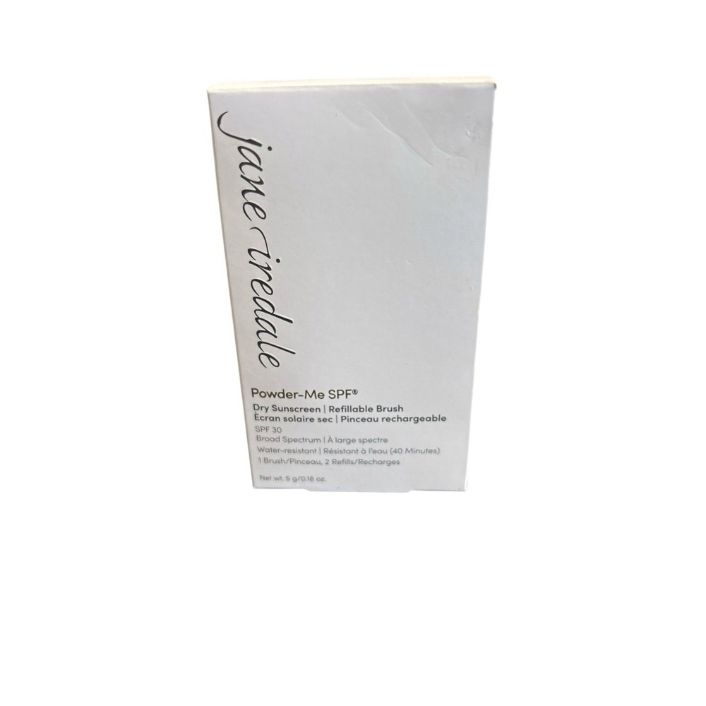 Jane Iredale Powder Nude Me SPF 30 Dry Sunscreen Refillable Brush +2 Refills New